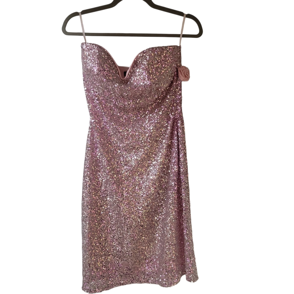 Jump Apparel Pink Glitter Sequin Strapless Dress 5/6